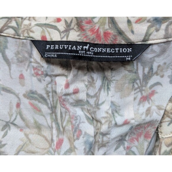 Peruvian Connection Top Floral Pleated Boho Relaxed Fit Size Medium - Picture 10 of 10